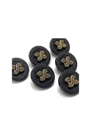 Yelek Hırka Düğmesi / Kabartma Gold Detaylı / Siyah 1,8 Cm / Kod:2620