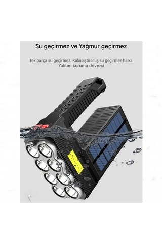 Ultra Güçlü 8 Gözlü Solar Güneş Panelli Şarjlı Aydınlatma