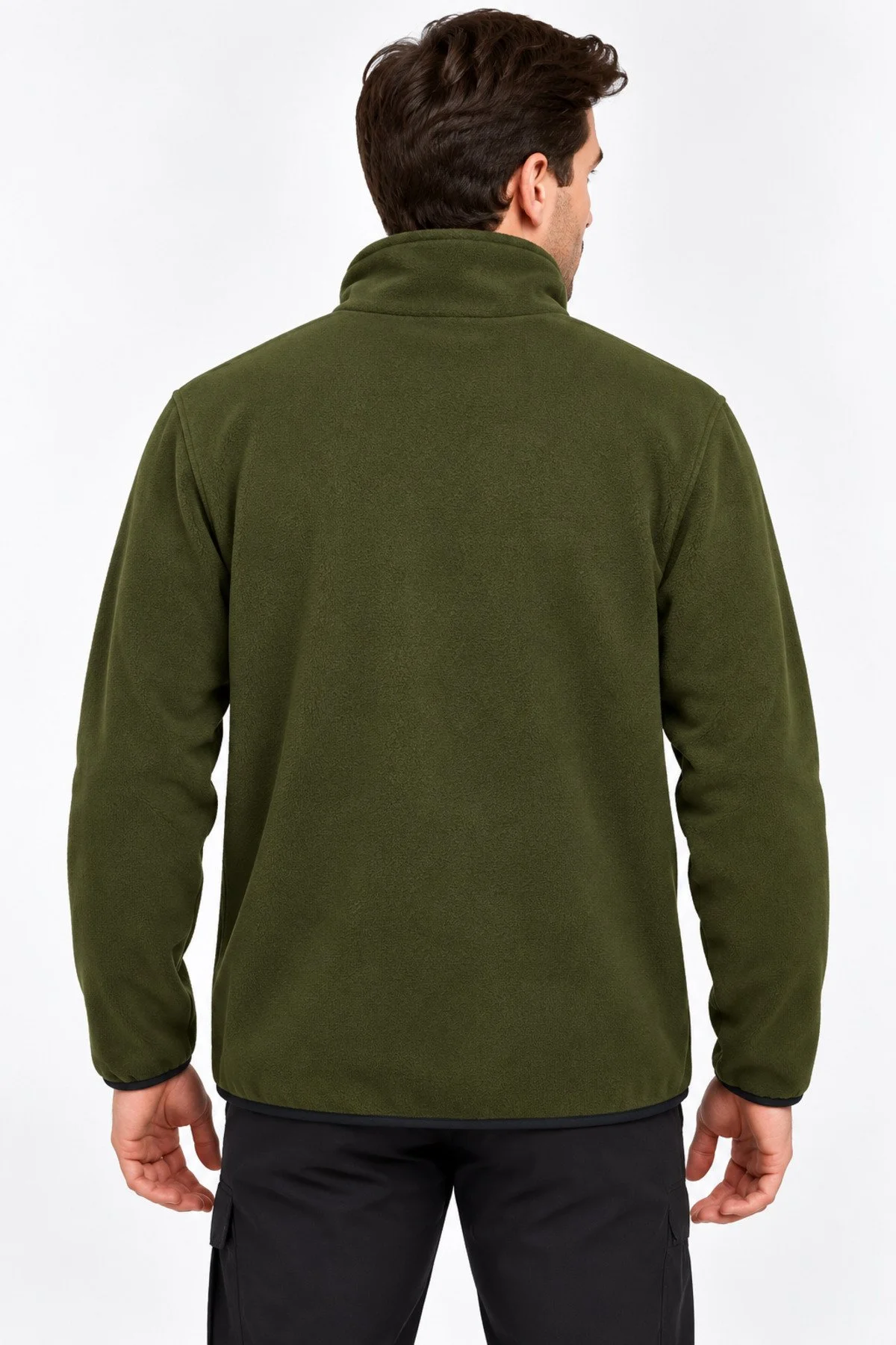 Neco Giyim Erkek Polar Ceket Fermuarlı Dik Yaka Çok Cepli Kışlık Outdoor Günlük Spor Üst Giyim Yeşil