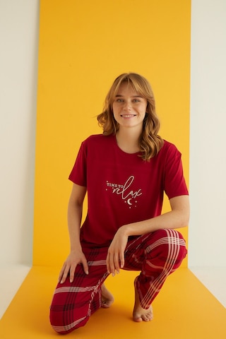 Street Beauty 7051-6 Bamboo Bordo Kısa Kol Pijama Takım
