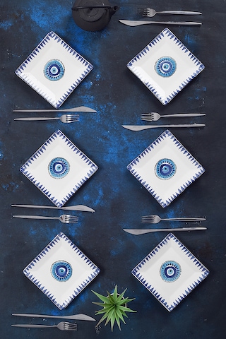 Piatti Naturali 6'lı Nazar Tatlı Tabak Seti Sunum Servis Pasta 15 Cm