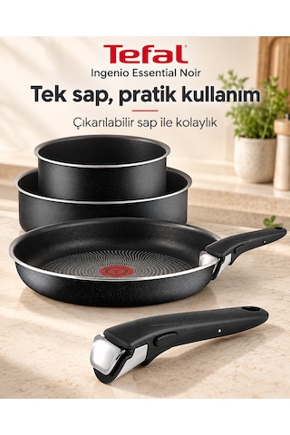Ingenio Essential Noir 4 Parça Çıkarılabilir Saplı Tencere Ve Tava Seti L2006502 Siyah