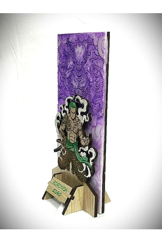 Dükkan Design Lazer Kazıma El Boyama One Piece Roronoa Zoro Ahşap Biblo Çok Renkli
