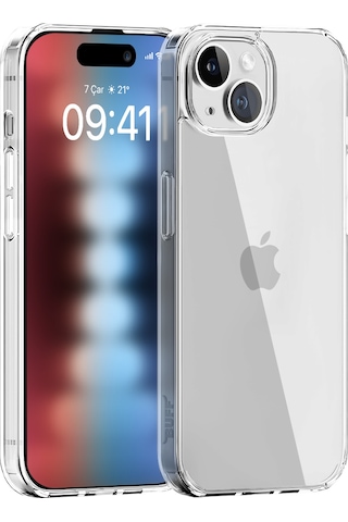 Buff Apple Uyumlu iPhone 15 - Şeffaf Kılıf + Ekran Koruyucu + Lens Koruyucu Privacy
