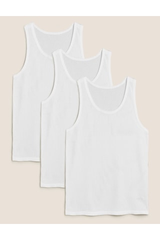 Marks & Spencer Saf Pamuklu 3'lü Atlet Seti T14007210d Beyaz