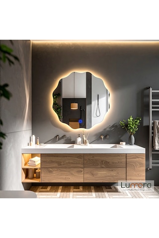 Cirelia Günışığı Lazer Kumlamalı Lavabo & Banyo Aynası Dokunmatik Sensörlü 80 X 80