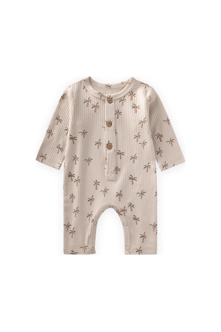 Baskılı Tulum 0-3 Yaş Palmiye Desen Ekru