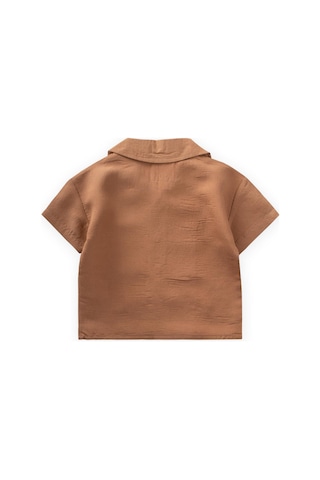 Cigit Hawai Çizgili Modal Gömlek 1-8 Yaş Camel Camel
