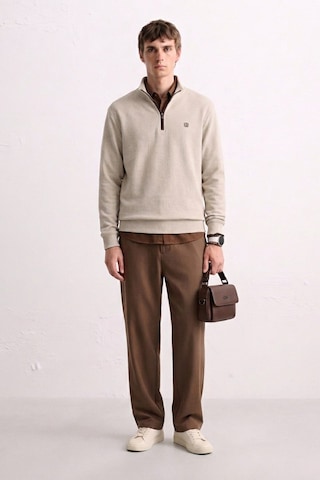 Barrels And Oıl Erkek Yarım Fermuarlı Dik Yaka Selanik Sweatshirt - Bej Bej