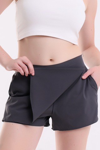 Winmoda34 Kadın Şortlu Etek İçten Çamaşırlı Çift Cepli Spor&deniz Beach Shorts Antrasit