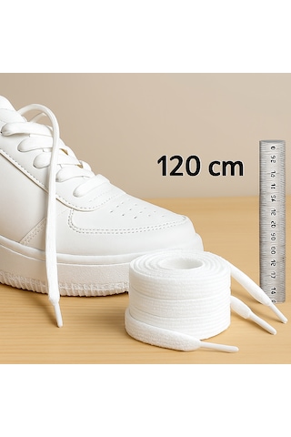 Mece Spor Spor Ayakkabı Bağcığı 120 Cm - 1 Çift Krampon Halı Saha Sneakers Uyumlu Beyaz