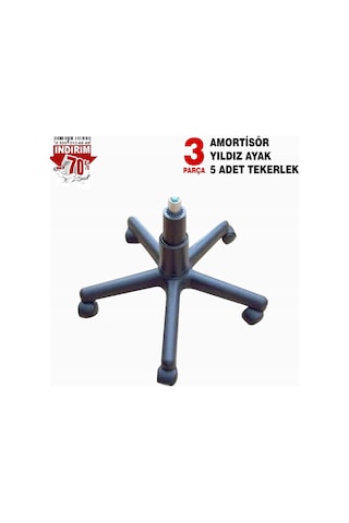 Fullreyon Plastik Yıldız Ayak + 5 Tekerlek + 140'Lık Ithal Amortisör