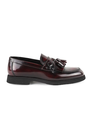 Libero L5919 Hakiki Açma Deri Erkek Loafer Ayakkabı - Püsküllü Klasik Model Bordo