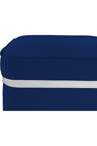 Zengo Silver Twin Line Kare Puf -mavi Kumaş, Dekoratif Makyaj Masası Pufu-modern Style