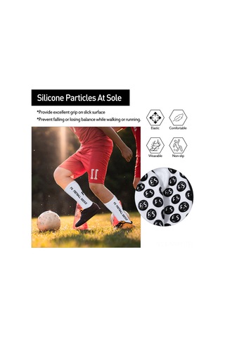 Monyee 6 Çift Futbol Çorabı - Noktalı Bantlı - Geniş Numara 39-46 - Siyah Siyah