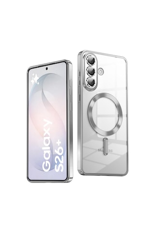 Samsung Galaxy S26 Uyumlu Kılıf Kamera Lens Koruyuculu Magsafe Özellikli Telefon Kılıfı Kapak Gümüş
