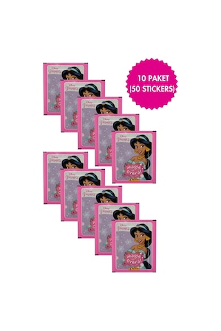 Toyika Panini Lisanslı Disney Prinses Koleksiyon 10 Paket 50 Stickers Çıkartma
