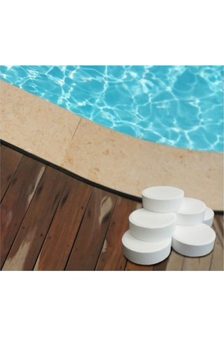 Tablet Klor 1 Kg 5 Adet 200 Gr Yosun Önleyici Havuz Temizleyici Havuz Tablet Kloru