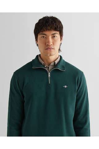 Gant Erkek Yeşil Regular Fit Yarım Fermuarlı Sweatshirt-11381 374-yeşil