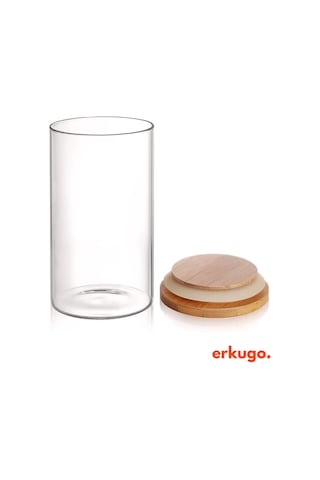 12 Adet Vakumlu Bambu Kapaklı Borosilikat Baharatlık, Saklama Kabı, Çerezlik 200 Ml Jarpot Şeffaf