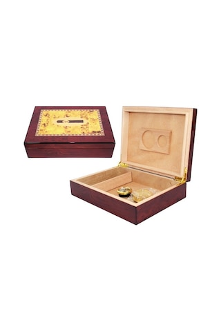 Premiumquality Fortaleza Kahverengi Sedir Humidor Puro Kutusu - Trm5004