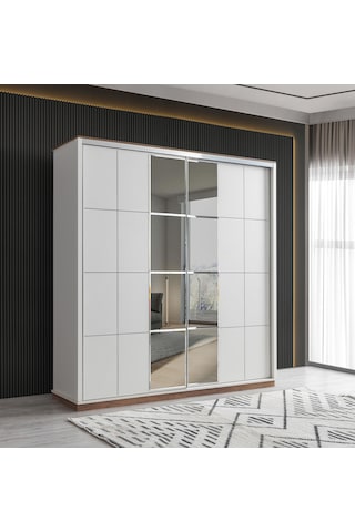 Efsane Sürgülü Aynalı Elbise Dolabı Gardırop 200x60x214