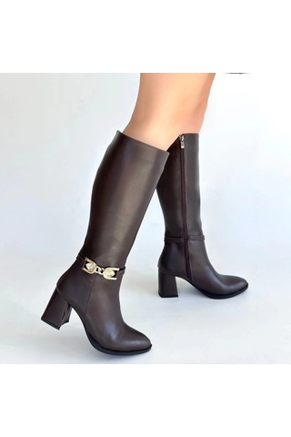 Biçomi Mooni Kahverengi Cilt Topuklu Çizme Çok Renkli