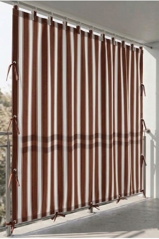 Ceylan Home Üstten Halkalı, 3 Tarafı Kuş Gözlü Bahçe Brandası Balkon & Teras Perdesi Kahverengi
