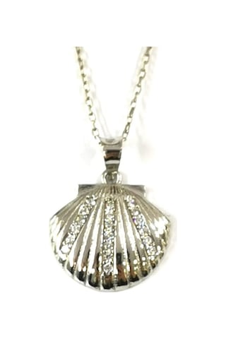 Omar Silver Kadın Deniz Kabuğu Model Zirkon Taşlı Gümüş Kolye (488932510)