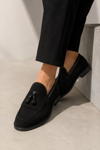 Yalçın Erkek Siyah Süet Parlak Detaylı Loafer Püsküllü Klasik Günlük Ayakkabı Siyah - 905434467 Siyah