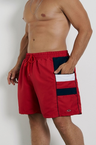 Enrico Ferry Erkek Kırmızı Cepli Büyük Beden Deniz Şortu Edy2517b Kırmızı