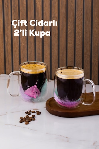 Perotti 16791 Double Feather Çift Cidarlı Kupa 2 Adet 250 Ml Şefaf