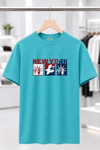 Bayloranzzo New York %100 Pamuk Heavy Cotton Premium Kalite Unisex Tişört Su Yeşili