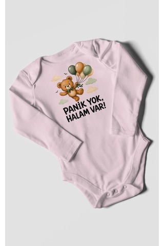 Morivokids Panik Yok, Halam Var Uzun Kollu Çıtçıtlı Bebek Body Bebe Pembe