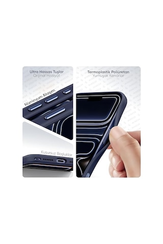 İphone 17 Pro Max İçin Özel Geliştirilmiş Kamera Çerçevesini De Koruyan, Arkası Şeffaf Polikarbonat Kenarları Silikon Magsafe İle Uyumlu Kılıf Akıllı Tasarım Kapak Mavi, 17 Pro Max