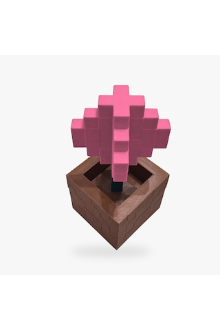 Piksel Alyum Biblo - 3d Baskı, Minecraft Esintili Pembe
