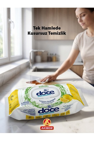 Limon Kokulu Yüzey Temizlik Havlusu 100 Yaprak Pratik Hijyenik Temizlik Mendili Diğer