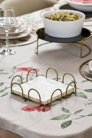 Edora Home 4'lü Gold Servis Sunum Seti, Peçetelik, Kağıt Havluluk, Ekmeklik, Nihale - Metal Paslanmaz