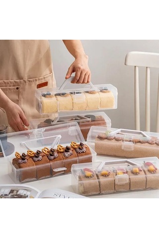 Reedark Büyük Boy Gıda Kalitesi Pp Materyal Kek Sarma Muhafaza Kutusu - Ev Kullanıma Uygun Sağlıklı Saklama Kutusu Şeffaf