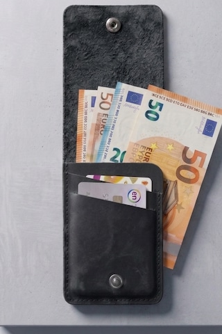 Luvo %100 Gerçek Deri El Yapımı 3 Bölmeli 9 Kart Kapasiteli Cüzdan Premium Kompakt Kartlık Siyah