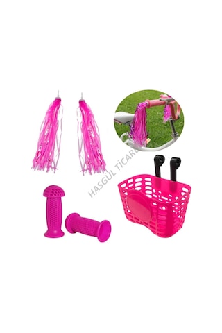 Hsgl Bisiklet Pembe Askılı Sepet Püskül Elçik Bisiklet Aksesuar