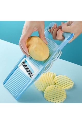 Patates Parçalama Makinesi Dilimleme Kıyıcı Sebze Doğrama Ev Mutfak Çok Fonksiyonlu Turp Kazıyıcı Kaba Planya Mavi