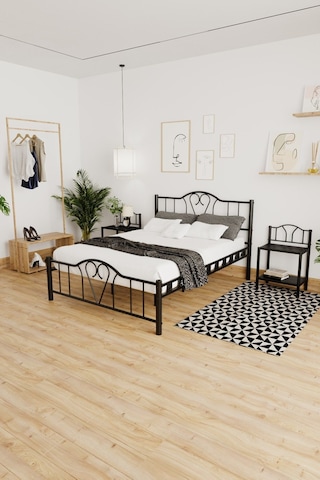 Argimo Orkide Çift Kişilik Ferforje Metal Karyola Siyah 150 x 200