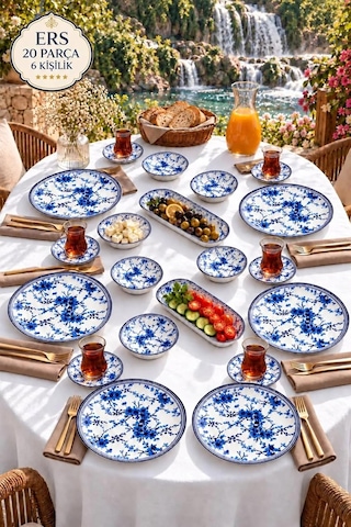 Lilya 20 Parça 6 Kişilik Kahvaltı Takımı Çok Renkli
