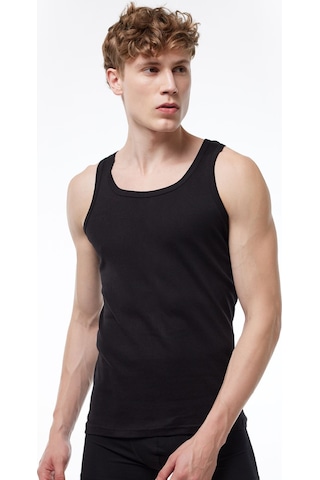 Malabadi Erkek Siyah 3 Lü Paket %100 Pamuk Ribana Atlet 3m034-e Siyah