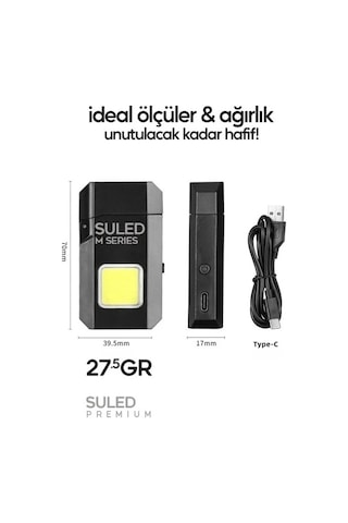 Şarjlı Çakmak Usb Şarjlı Led Fener M Serisi Kamp Çakmağı Cob Led Ce Rüzgardan Etkilenmez Siyah