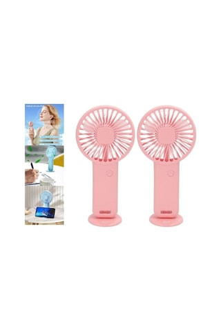 2 Adet Mini Fan,telefon Tutucu,portatif El Vantilatörü Pembe 9,3x19cm