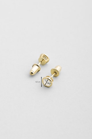 Beyaz Taşlı 18 Ayar Sarı Altın Kaplama Gümüş Tek Taş Küpe Altın Kaplama