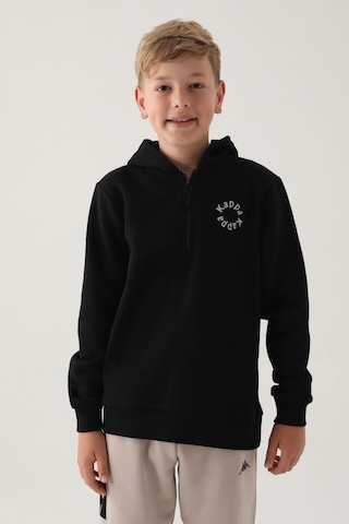 Kappa Siyah Yaka Fermuarlı Kapüşonlu Erkek Çocuk Sweatshirt