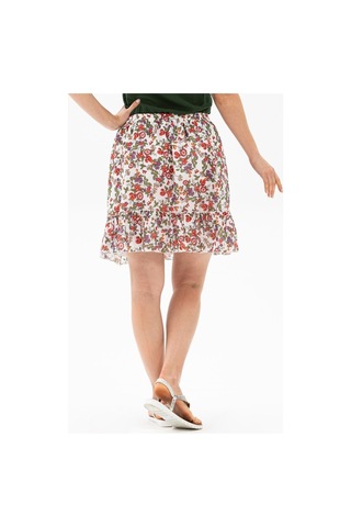 Buse Vual Kısa Etek Tomurcuk Desen Beyaz 6165